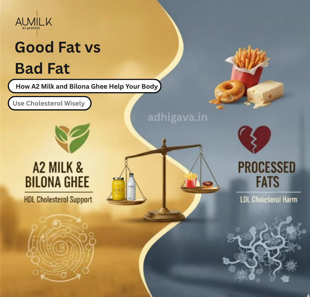 Good Fat vs Bad Fat: How A2 Milk and Bilona Ghee Help Your Body Use Cholesterol Wisely